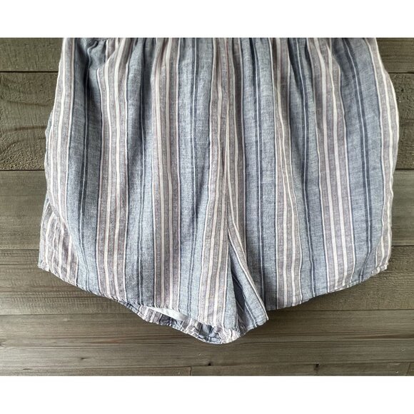 American Eagle Womens Romper Striped VNeck Cinched Waist Linen Blend Large - Picture 6 of 11